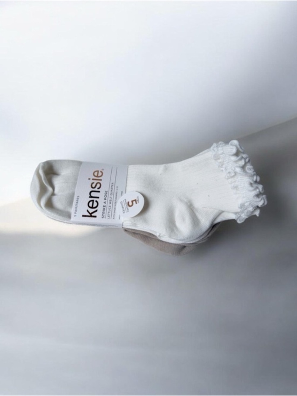 Kensie White & Tan Quarter Sock 5-Pack